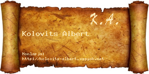 Kolovits Albert névjegykártya
